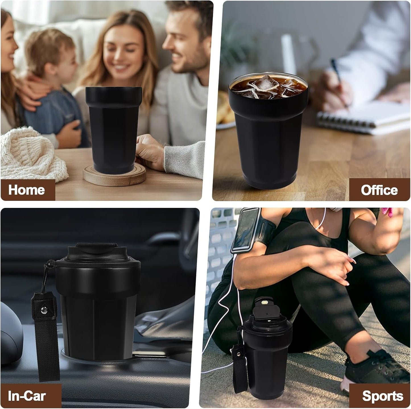 Insulated Coffee Tumbler 17.9oz 530ml Travel Coffee Mug 316 Stainless Steel Dual Drink Openings Leakproof Lid Reusable Insulated Coffee Mug Hot and Cold Ideal Travel Mug for Coffee Lover Daily