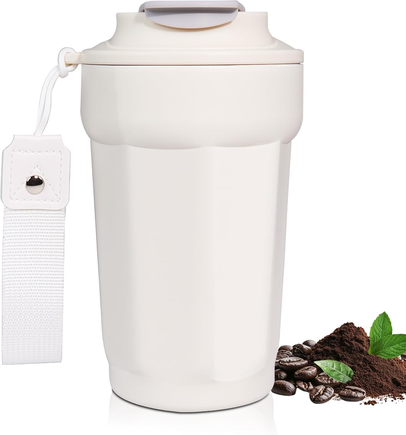 Insulated Coffee Tumbler 17.9oz 530ml Travel Coffee Mug 316 Stainless Steel Dual Drink Openings Leakproof Lid Reusable Insulated Coffee Mug Hot and Cold Ideal Travel Mug for Coffee Lover Daily