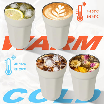 Insulated Coffee Tumbler 17.9oz 530ml Travel Coffee Mug 316 Stainless Steel Dual Drink Openings Leakproof Lid Reusable Insulated Coffee Mug Hot and Cold Ideal Travel Mug for Coffee Lover Daily