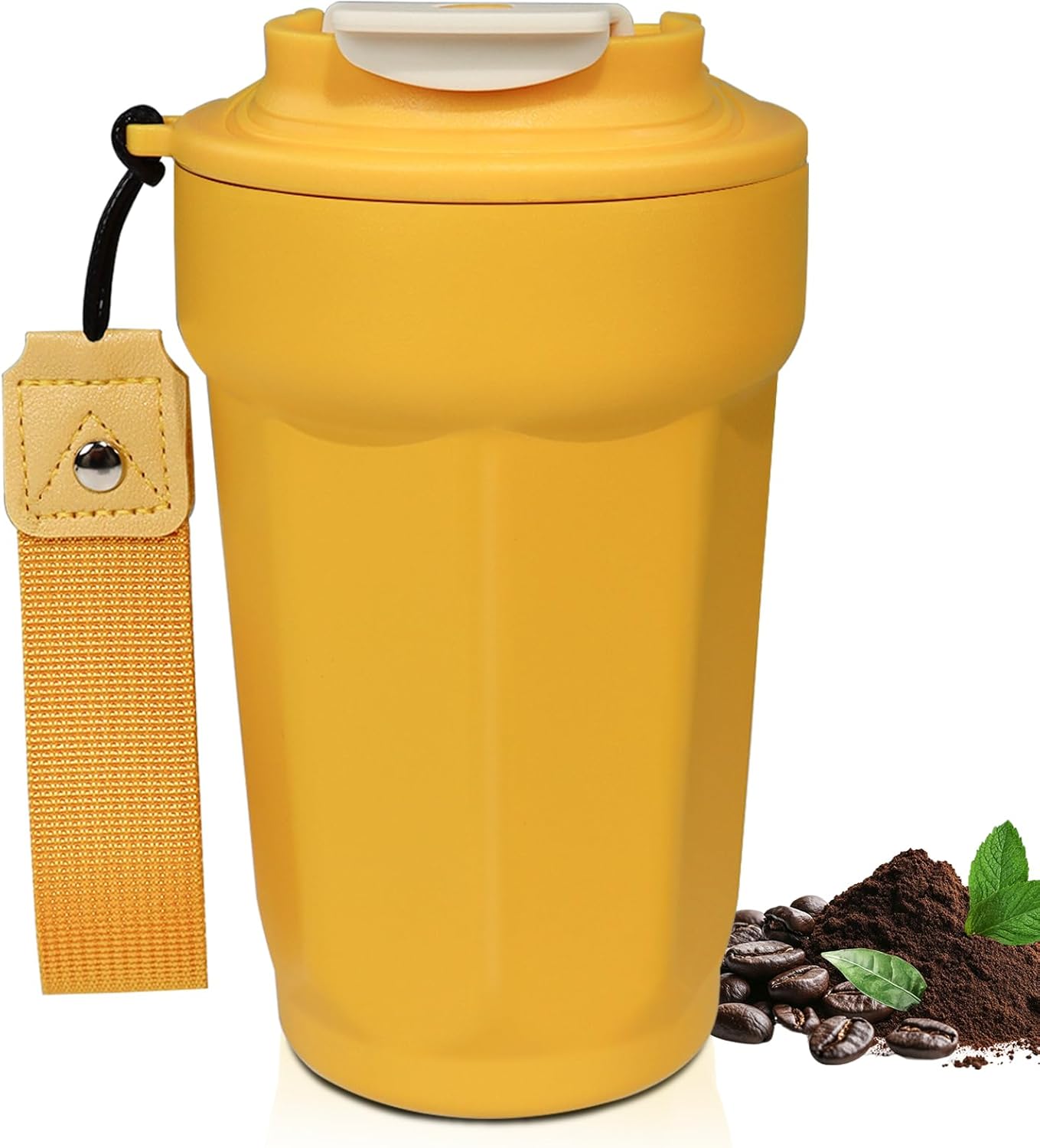 Insulated Coffee Tumbler 17.9oz 530ml Travel Coffee Mug 316 Stainless Steel Dual Drink Openings Leakproof Lid Reusable Insulated Coffee Mug Hot and Cold Ideal Travel Mug for Coffee Lover Daily