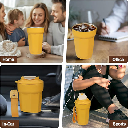 Insulated Coffee Tumbler 17.9oz 530ml Travel Coffee Mug 316 Stainless Steel Dual Drink Openings Leakproof Lid Reusable Insulated Coffee Mug Hot and Cold Ideal Travel Mug for Coffee Lover Daily