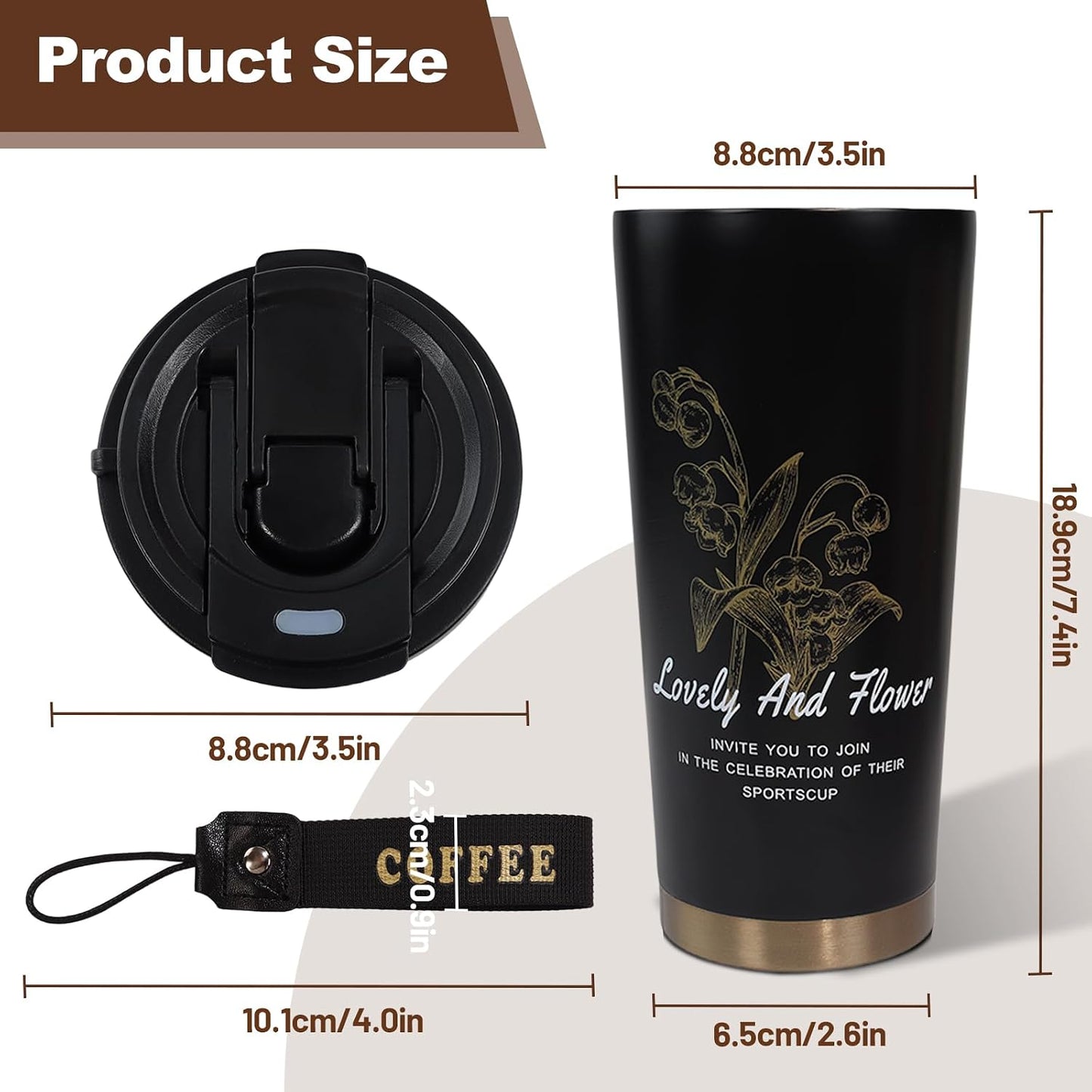 Insulated Coffee Tumbler 17.9oz 530ml Travel Coffee Mug 316 Stainless Steel Dual Drink Openings Leakproof Lid Reusable Insulated Coffee Mug Hot and Cold Ideal Travel Mug for Coffee Lover Daily