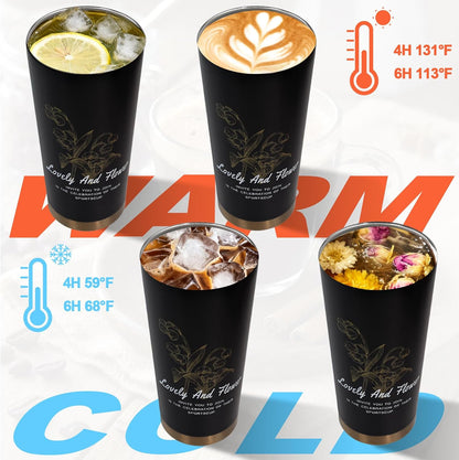 Insulated Coffee Tumbler 17.9oz 530ml Travel Coffee Mug 316 Stainless Steel Dual Drink Openings Leakproof Lid Reusable Insulated Coffee Mug Hot and Cold Ideal Travel Mug for Coffee Lover Daily