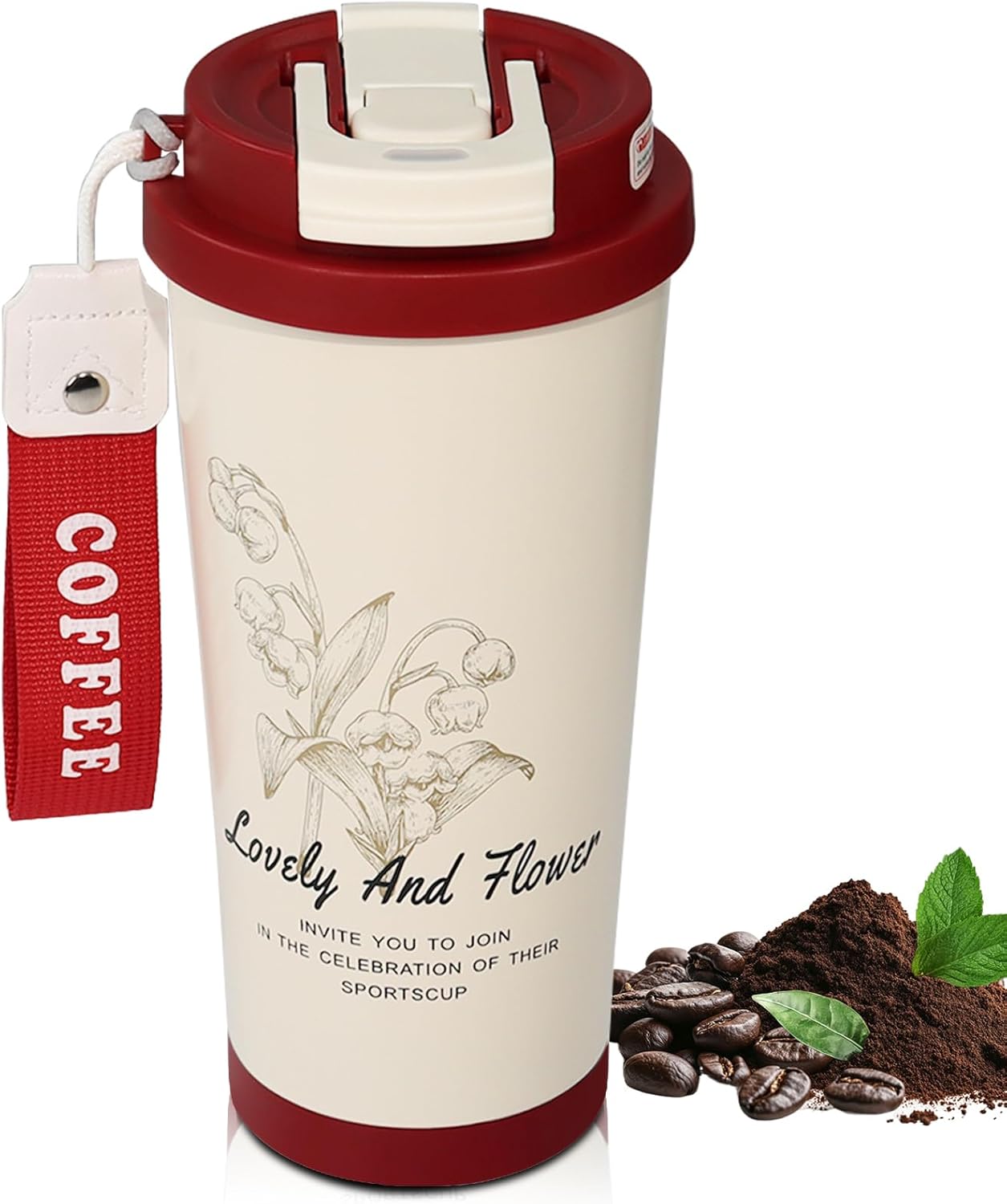 Insulated Coffee Tumbler 17.9oz 530ml Travel Coffee Mug 316 Stainless Steel Dual Drink Openings Leakproof Lid Reusable Insulated Coffee Mug Hot and Cold Ideal Travel Mug for Coffee Lover Daily