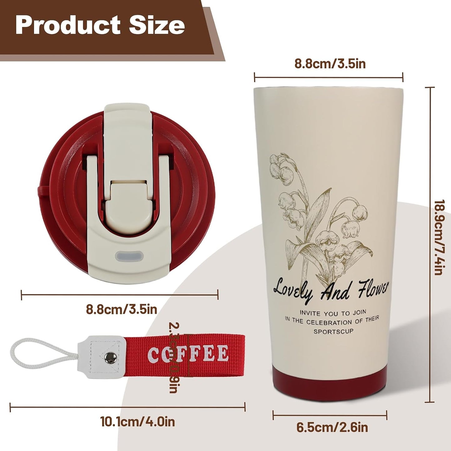 Insulated Coffee Tumbler 17.9oz 530ml Travel Coffee Mug 316 Stainless Steel Dual Drink Openings Leakproof Lid Reusable Insulated Coffee Mug Hot and Cold Ideal Travel Mug for Coffee Lover Daily