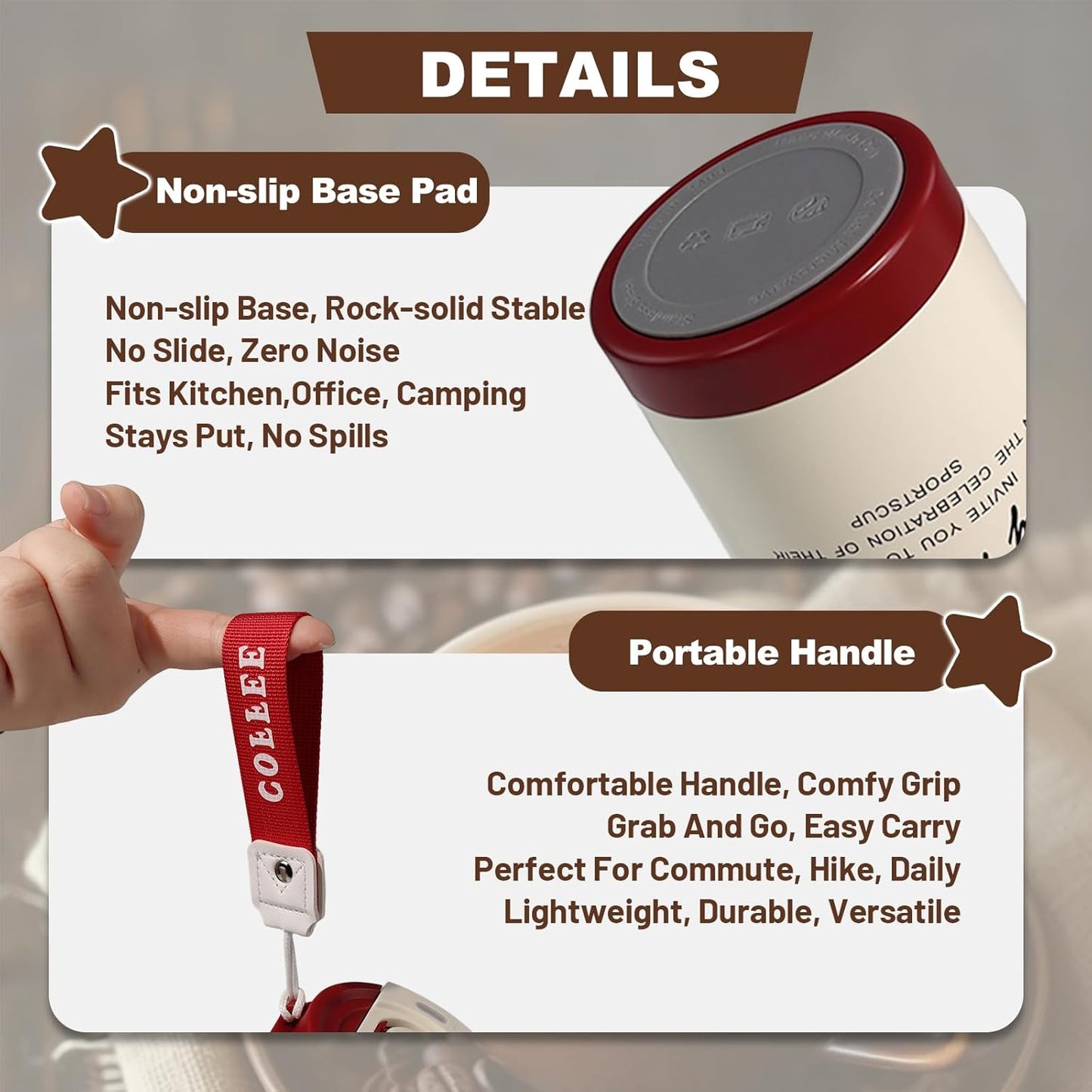 Insulated Coffee Tumbler 17.9oz 530ml Travel Coffee Mug 316 Stainless Steel Dual Drink Openings Leakproof Lid Reusable Insulated Coffee Mug Hot and Cold Ideal Travel Mug for Coffee Lover Daily