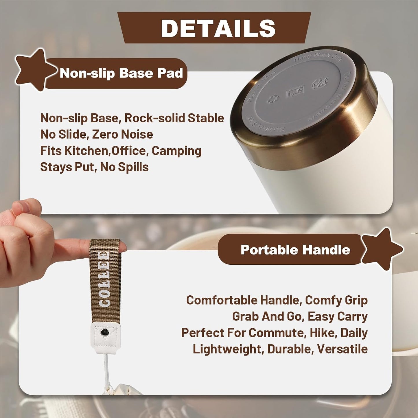 Insulated Coffee Tumbler 17.9oz 530ml Travel Coffee Mug 316 Stainless Steel Dual Drink Openings Leakproof Lid Reusable Insulated Coffee Mug Hot and Cold Ideal Travel Mug for Coffee Lover Daily