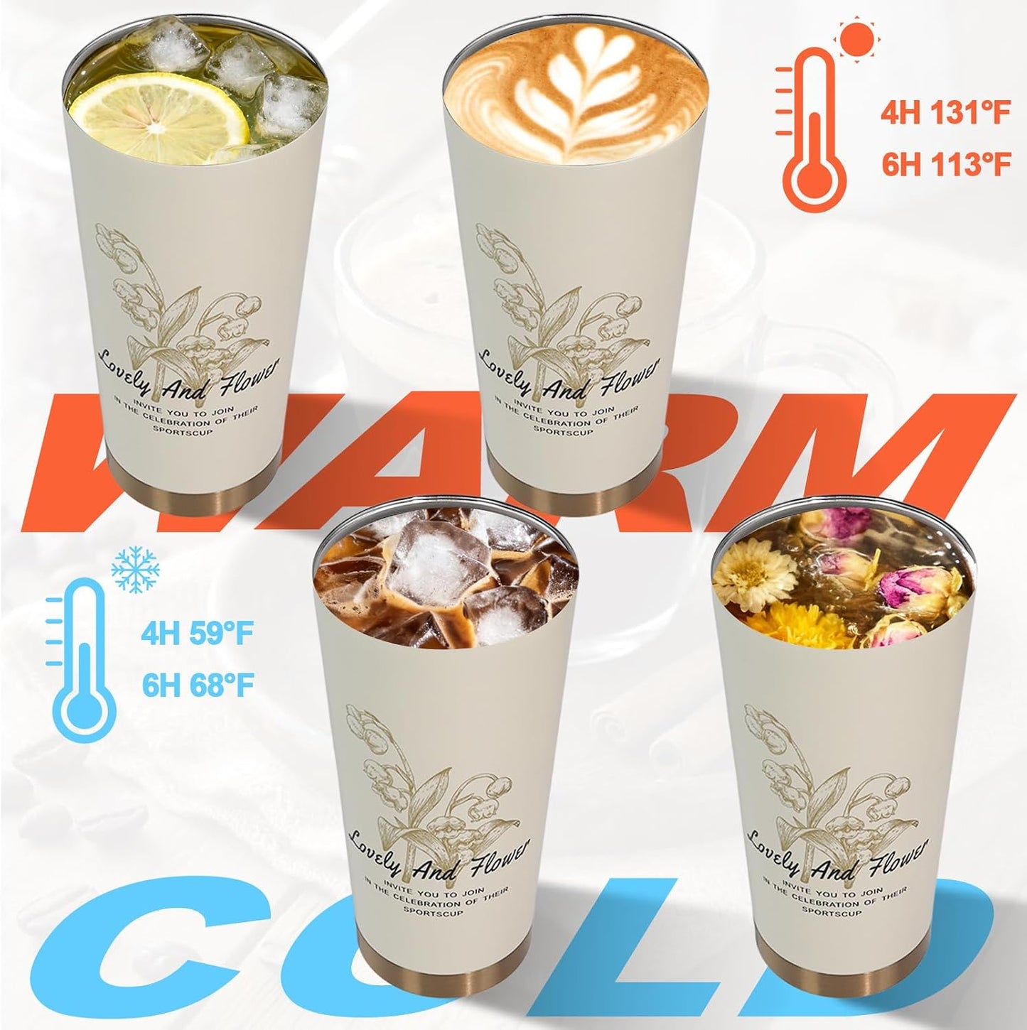 Insulated Coffee Tumbler 17.9oz 530ml Travel Coffee Mug 316 Stainless Steel Dual Drink Openings Leakproof Lid Reusable Insulated Coffee Mug Hot and Cold Ideal Travel Mug for Coffee Lover Daily