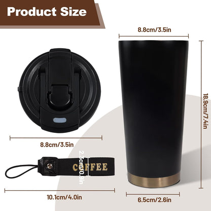 Insulated Coffee Tumbler 17.9oz 530ml Travel Coffee Mug 316 Stainless Steel Dual Drink Openings Leakproof Lid Reusable Insulated Coffee Mug Hot and Cold Ideal Travel Mug for Coffee Lover Daily