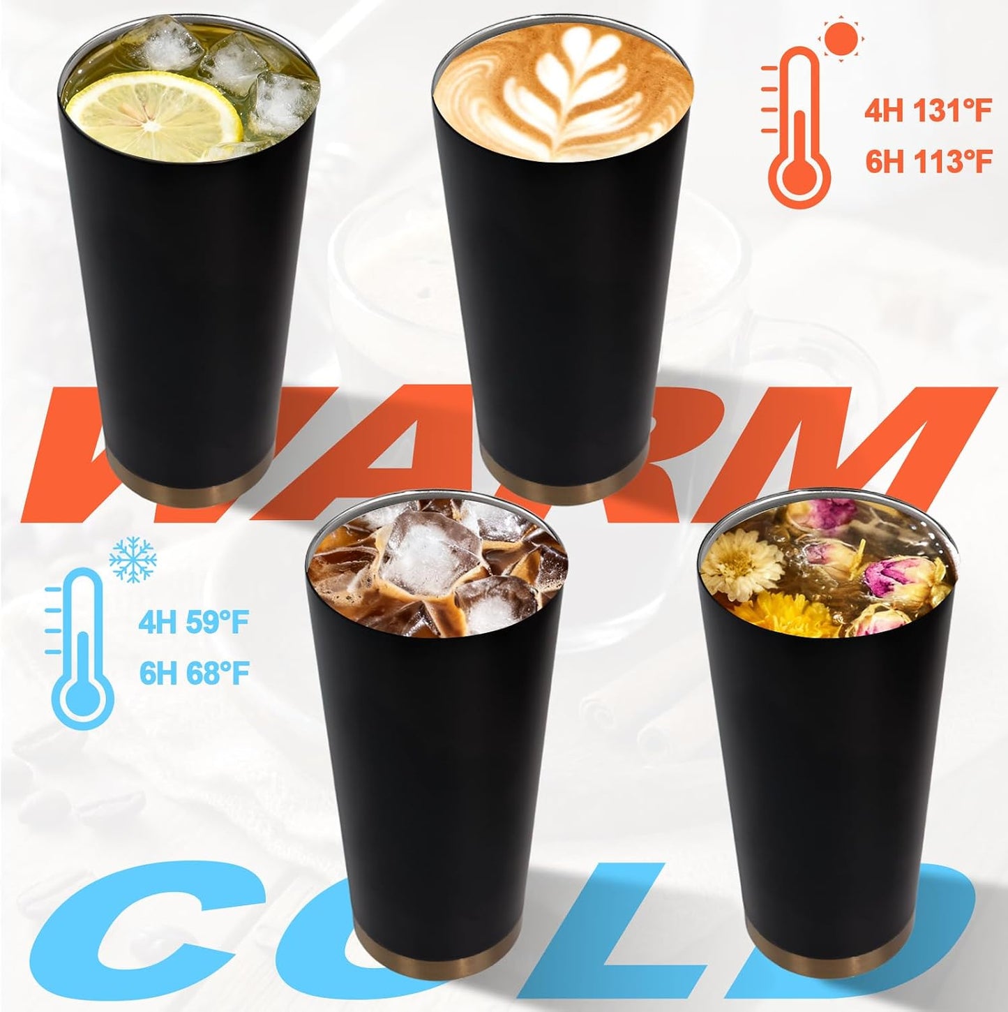 Insulated Coffee Tumbler 17.9oz 530ml Travel Coffee Mug 316 Stainless Steel Dual Drink Openings Leakproof Lid Reusable Insulated Coffee Mug Hot and Cold Ideal Travel Mug for Coffee Lover Daily