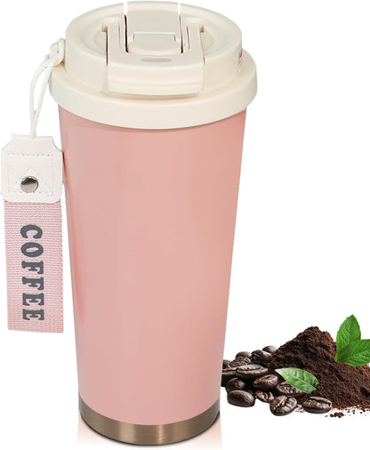 Insulated Coffee Tumbler 17.9oz 530ml Travel Coffee Mug 316 Stainless Steel Dual Drink Openings Leakproof Lid Reusable Insulated Coffee Mug Hot and Cold Ideal Travel Mug for Coffee Lover Daily