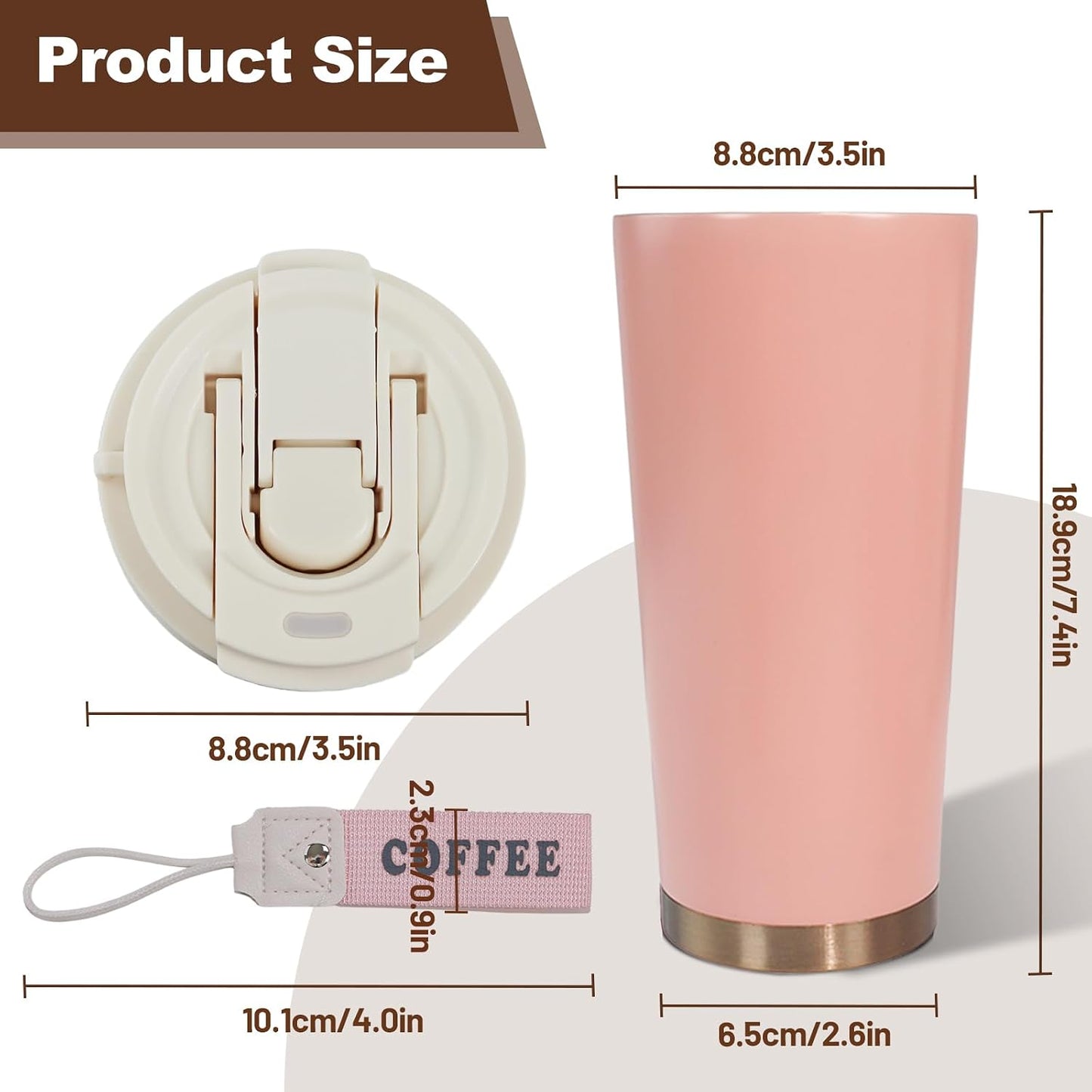 Insulated Coffee Tumbler 17.9oz 530ml Travel Coffee Mug 316 Stainless Steel Dual Drink Openings Leakproof Lid Reusable Insulated Coffee Mug Hot and Cold Ideal Travel Mug for Coffee Lover Daily