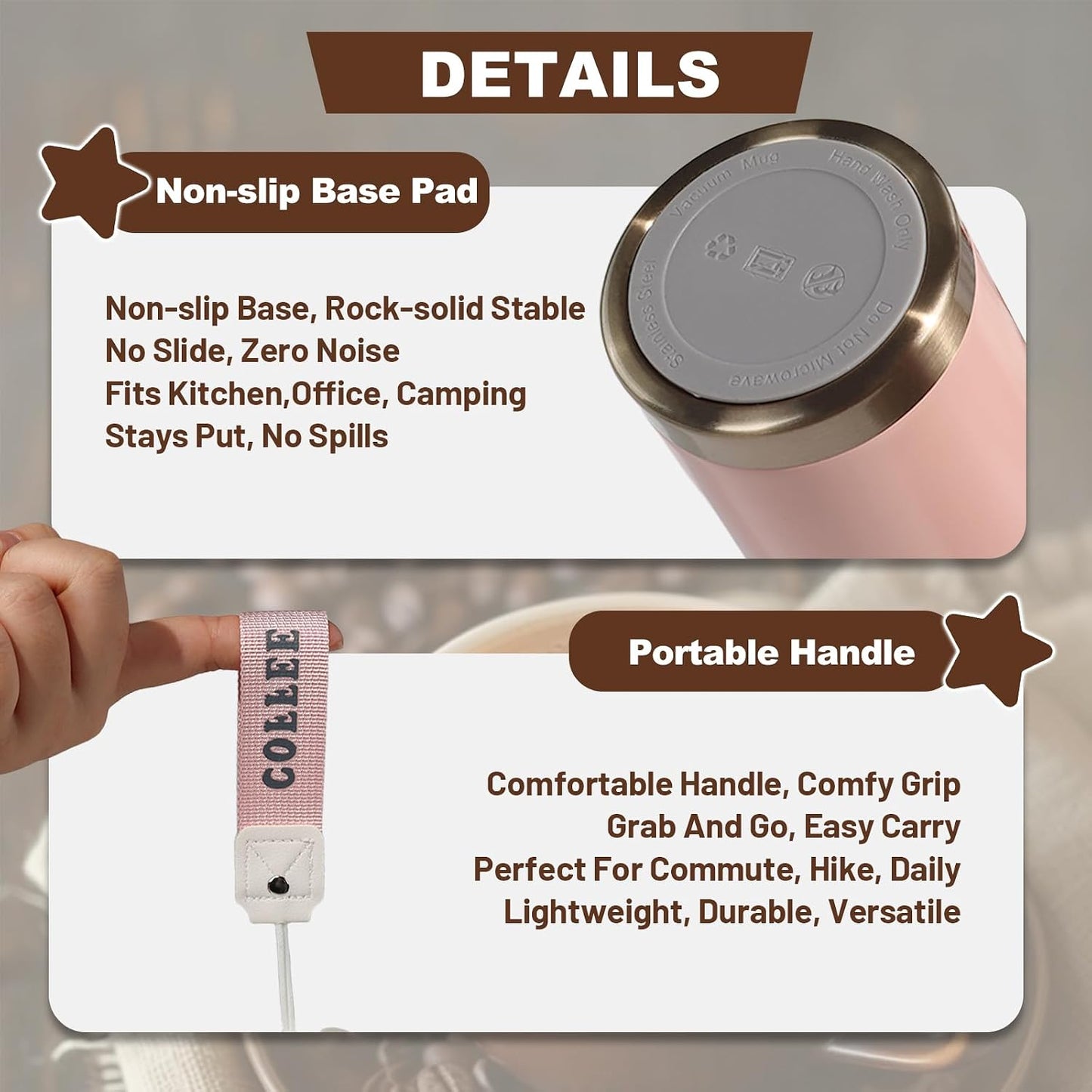 Insulated Coffee Tumbler 17.9oz 530ml Travel Coffee Mug 316 Stainless Steel Dual Drink Openings Leakproof Lid Reusable Insulated Coffee Mug Hot and Cold Ideal Travel Mug for Coffee Lover Daily