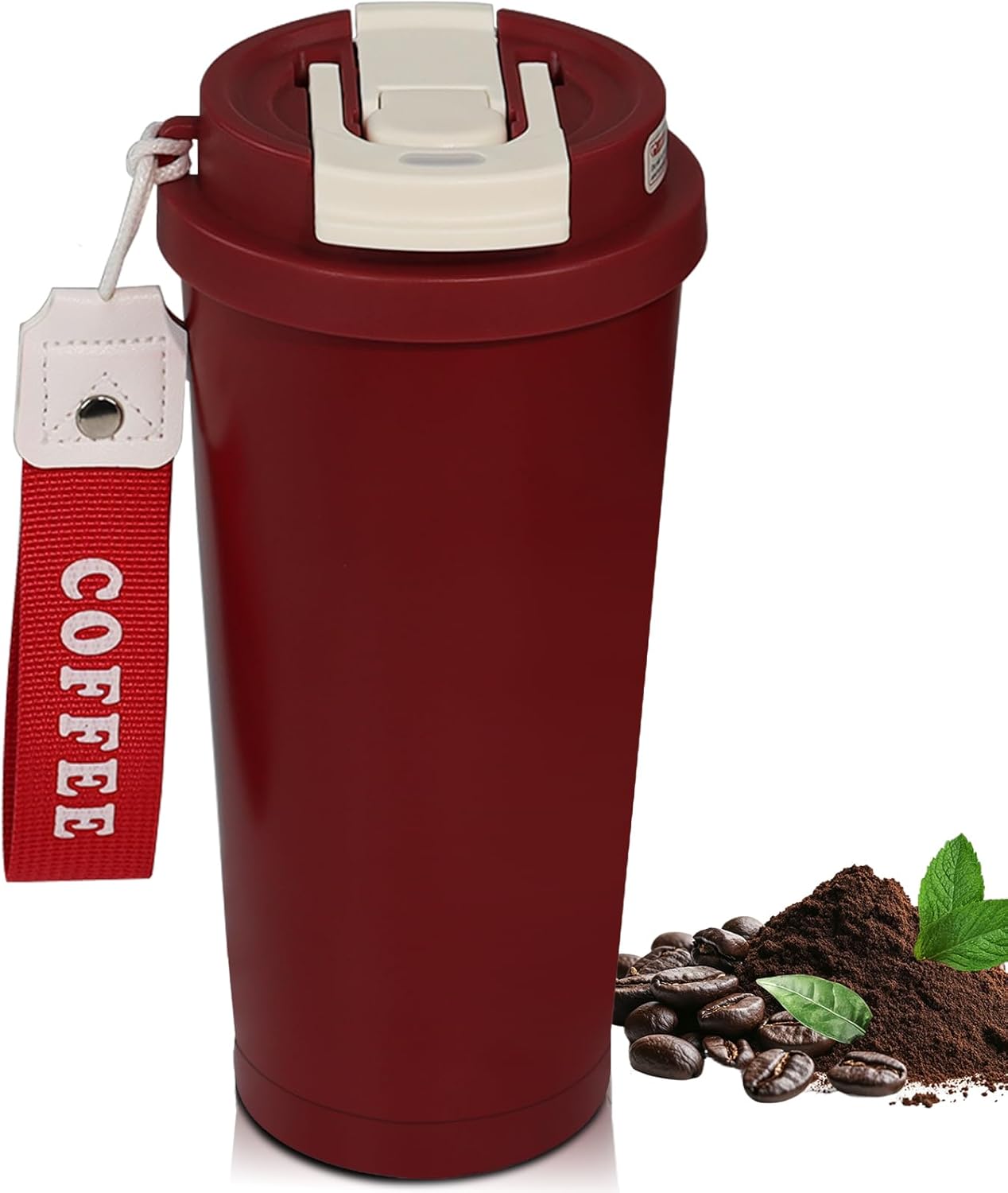 Insulated Coffee Tumbler 17.9oz 530ml Travel Coffee Mug 316 Stainless Steel Dual Drink Openings Leakproof Lid Reusable Insulated Coffee Mug Hot and Cold Ideal Travel Mug for Coffee Lover Daily