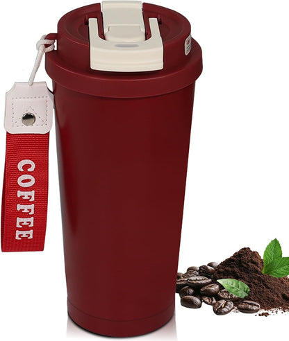 Insulated Coffee Tumbler 17.9oz 530ml Travel Coffee Mug 316 Stainless Steel Dual Drink Openings Leakproof Lid Reusable Insulated Coffee Mug Hot and Cold Ideal Travel Mug for Coffee Lover Daily