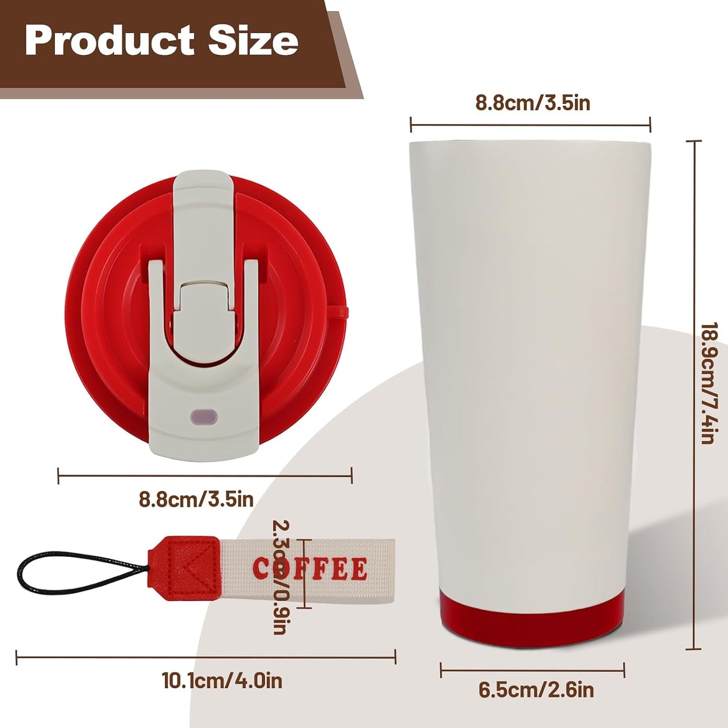 Insulated Coffee Tumbler 17.9oz 530ml Travel Coffee Mug 316 Stainless Steel Dual Drink Openings Leakproof Lid Reusable Insulated Coffee Mug Hot and Cold Ideal Travel Mug for Coffee Lover Daily