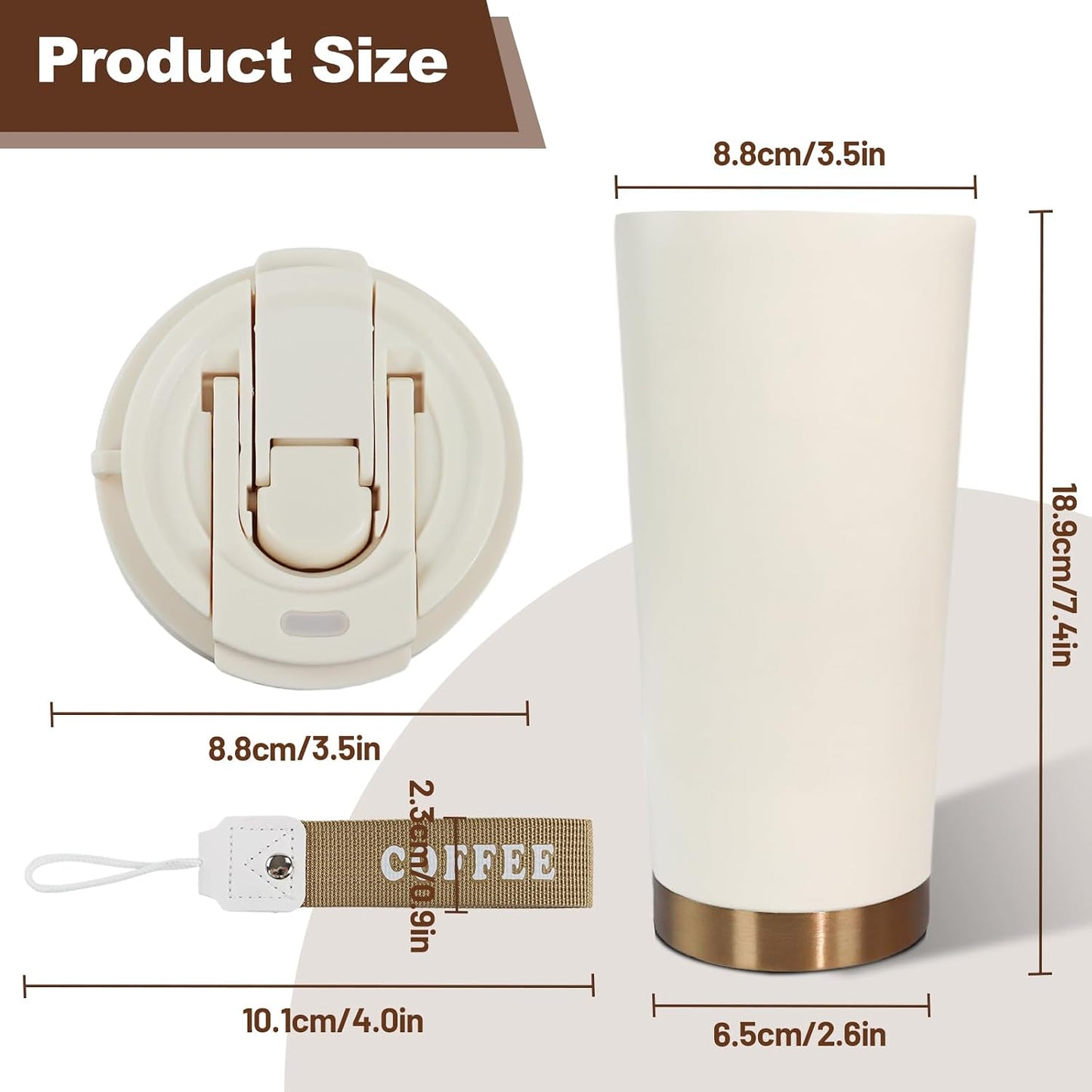 Insulated Coffee Tumbler 17.9oz 530ml Travel Coffee Mug 316 Stainless Steel Dual Drink Openings Leakproof Lid Reusable Insulated Coffee Mug Hot and Cold Ideal Travel Mug for Coffee Lover Daily