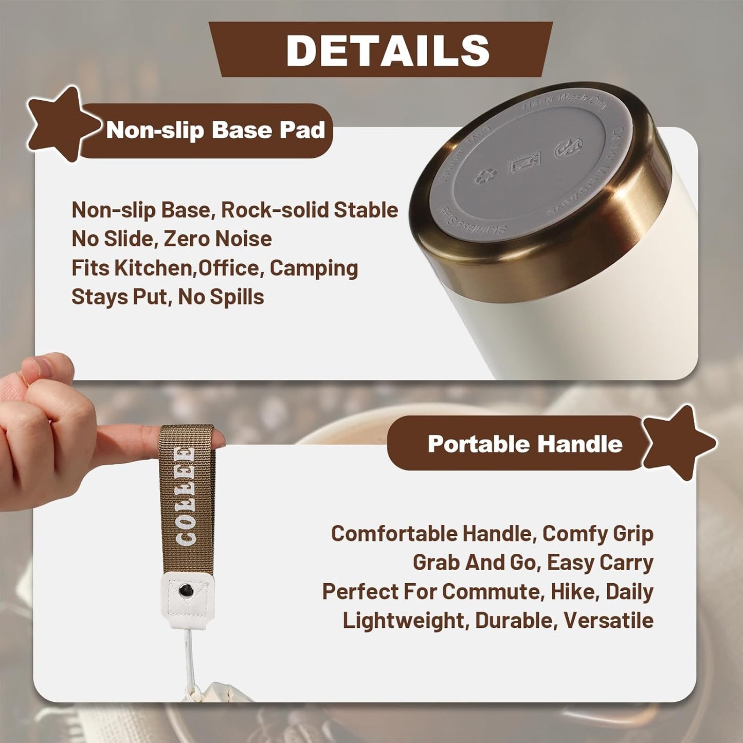Insulated Coffee Tumbler 17.9oz 530ml Travel Coffee Mug 316 Stainless Steel Dual Drink Openings Leakproof Lid Reusable Insulated Coffee Mug Hot and Cold Ideal Travel Mug for Coffee Lover Daily