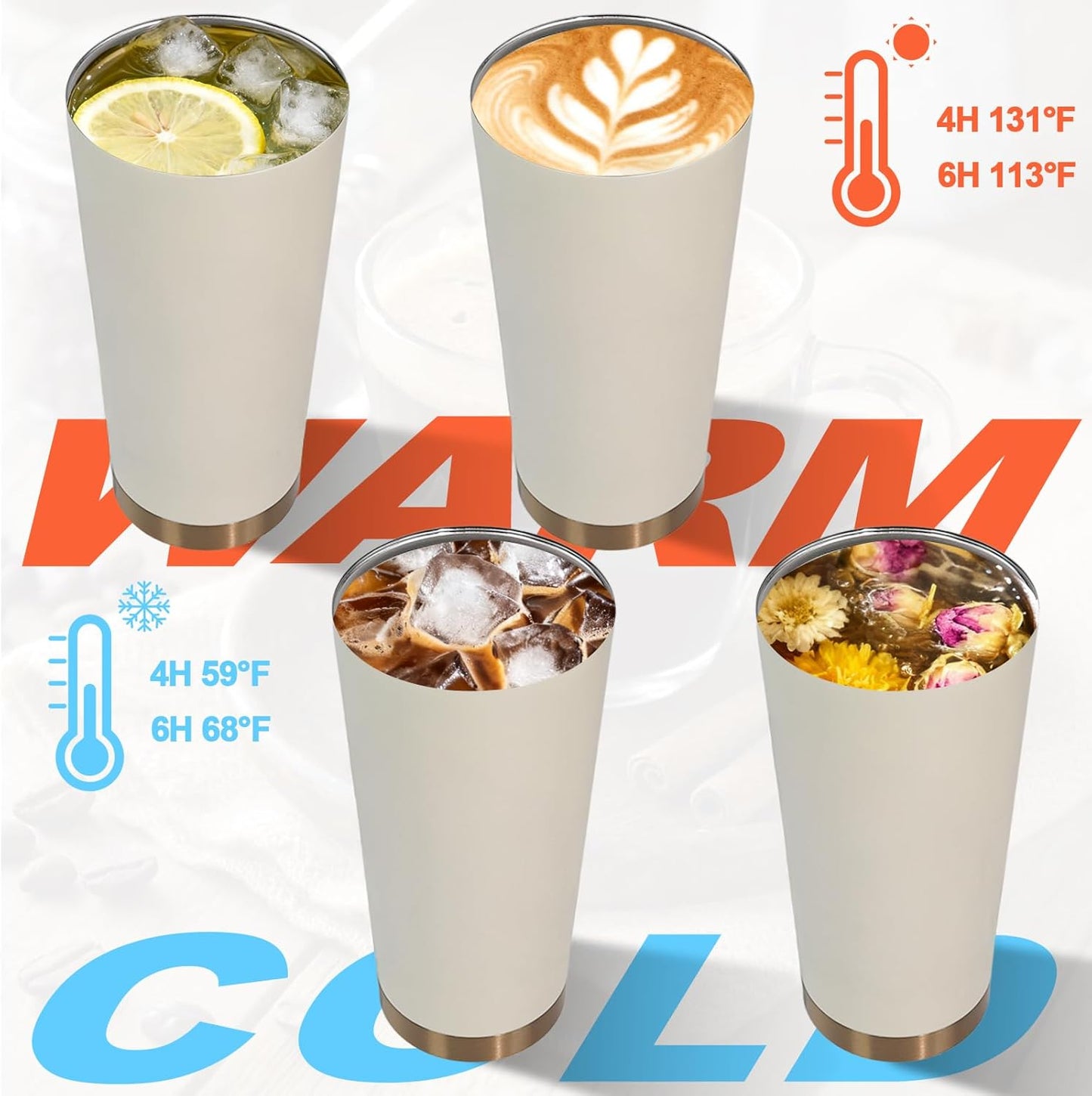Insulated Coffee Tumbler 17.9oz 530ml Travel Coffee Mug 316 Stainless Steel Dual Drink Openings Leakproof Lid Reusable Insulated Coffee Mug Hot and Cold Ideal Travel Mug for Coffee Lover Daily