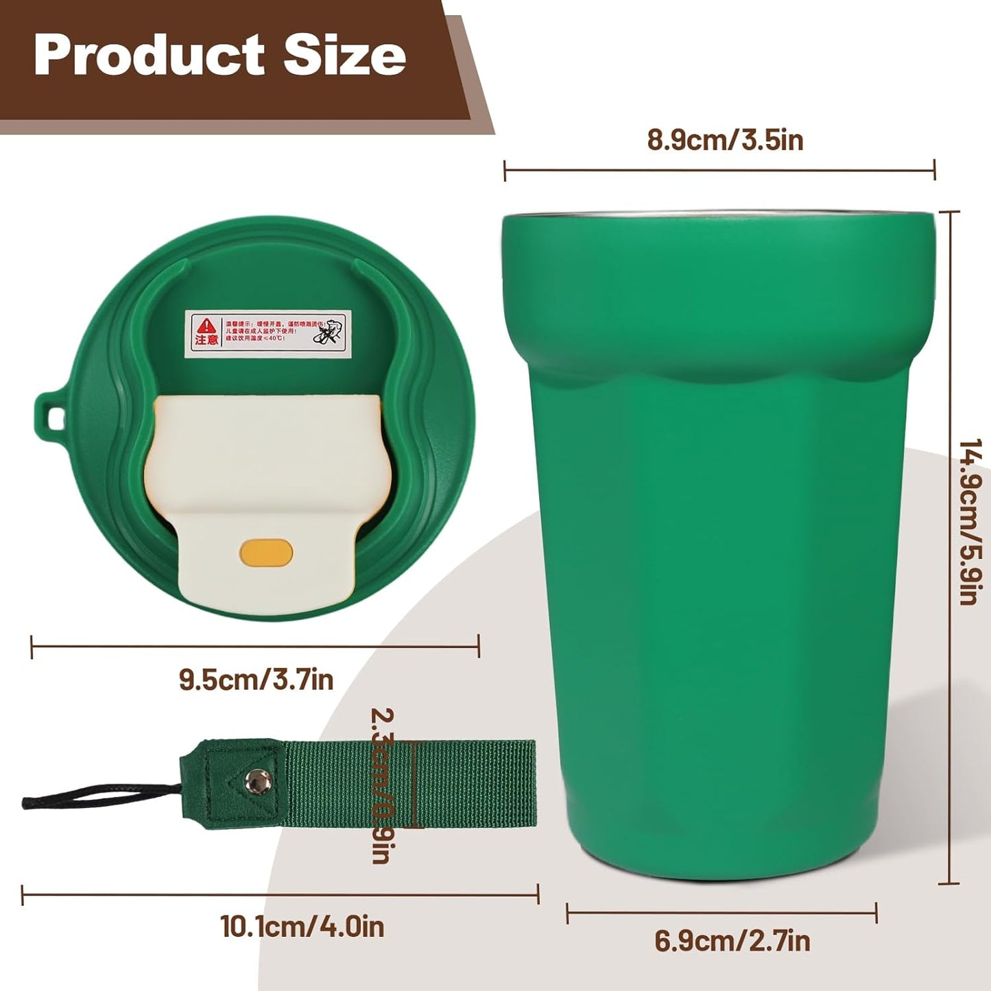 Insulated Coffee Tumbler 17.9oz 530ml Travel Coffee Mug 316 Stainless Steel Dual Drink Openings Leakproof Lid Reusable Insulated Coffee Mug Hot and Cold Ideal Travel Mug for Coffee Lover Daily