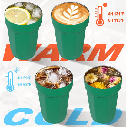 Insulated Coffee Tumbler 17.9oz 530ml Travel Coffee Mug 316 Stainless Steel Dual Drink Openings Leakproof Lid Reusable Insulated Coffee Mug Hot and Cold Ideal Travel Mug for Coffee Lover Daily