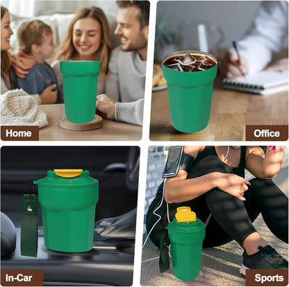 Insulated Coffee Tumbler 17.9oz 530ml Travel Coffee Mug 316 Stainless Steel Dual Drink Openings Leakproof Lid Reusable Insulated Coffee Mug Hot and Cold Ideal Travel Mug for Coffee Lover Daily