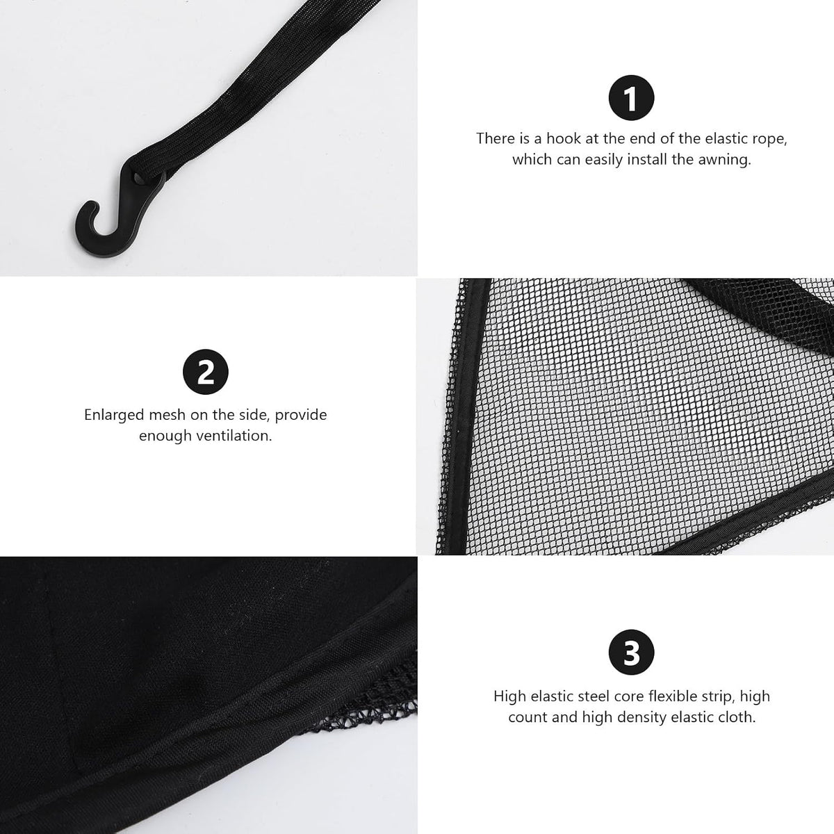 Stroller Sunshade and UV Cover Black Extended Full-Cover Sunscreen Parasol Windproof Pram Awning for Outdoor Travel and Weather Protection