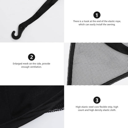Stroller Sunshade and UV Cover Black Extended Full-Cover Sunscreen Parasol Windproof Pram Awning for Outdoor Travel and Weather Protection
