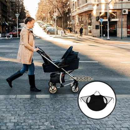 Stroller Sunshade and UV Cover Black Extended Full-Cover Sunscreen Parasol Windproof Pram Awning for Outdoor Travel and Weather Protection