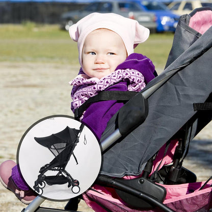 Stroller Sunshade and UV Cover Black Extended Full-Cover Sunscreen Parasol Windproof Pram Awning for Outdoor Travel and Weather Protection