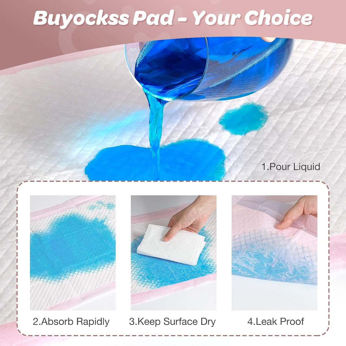 80 Count Disposable Baby Changing Pads, 18”x18” Pink – Super Absorbent Leakproof Quick-Drying, Soft Skin-Friendly Disposable Underpads for Infants, Mess-Free Diaper Changes at Home or On-The-Go