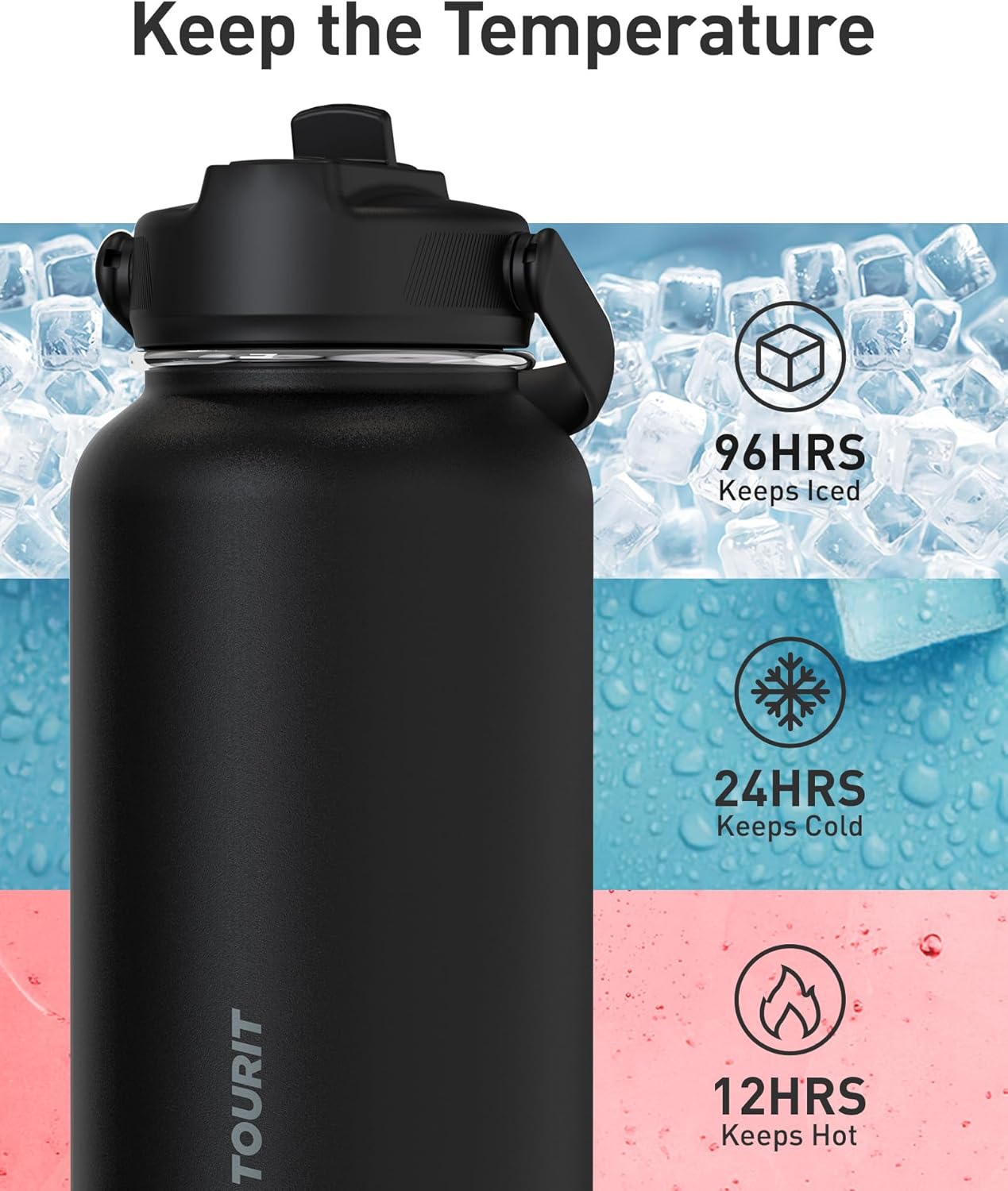 24 oz Insulated Stainless Steel Water Bottle, Khaki | Double-wall vacuum thermal flask with top handle, leakproof & BPA-free design for sports, gym, hiking & travel use