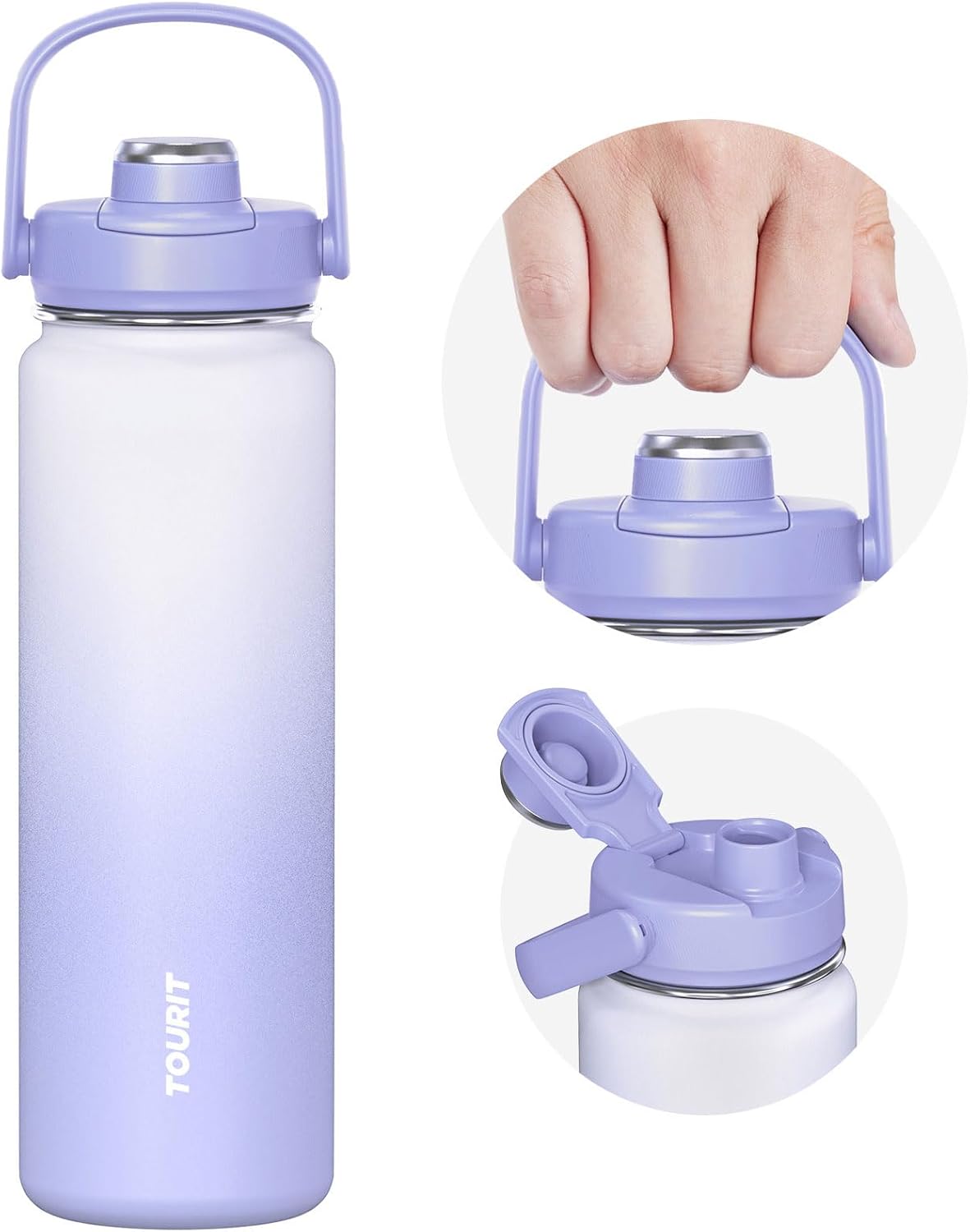 24 oz Insulated Stainless Steel Water Bottle, Khaki | Double-wall vacuum thermal flask with top handle, leakproof & BPA-free design for sports, gym, hiking & travel use