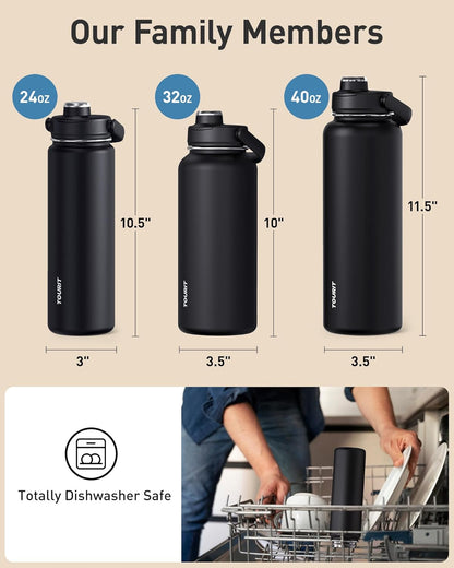 24 oz Insulated Stainless Steel Water Bottle, Khaki | Double-wall vacuum thermal flask with top handle, leakproof & BPA-free design for sports, gym, hiking & travel use