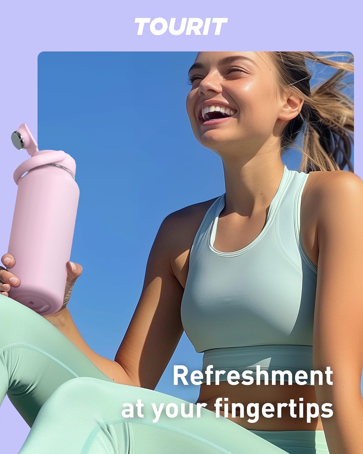 24 oz Insulated Stainless Steel Water Bottle, Khaki | Double-wall vacuum thermal flask with top handle, leakproof & BPA-free design for sports, gym, hiking & travel use