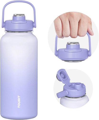 24 oz Insulated Stainless Steel Water Bottle, Khaki | Double-wall vacuum thermal flask with top handle, leakproof & BPA-free design for sports, gym, hiking & travel use
