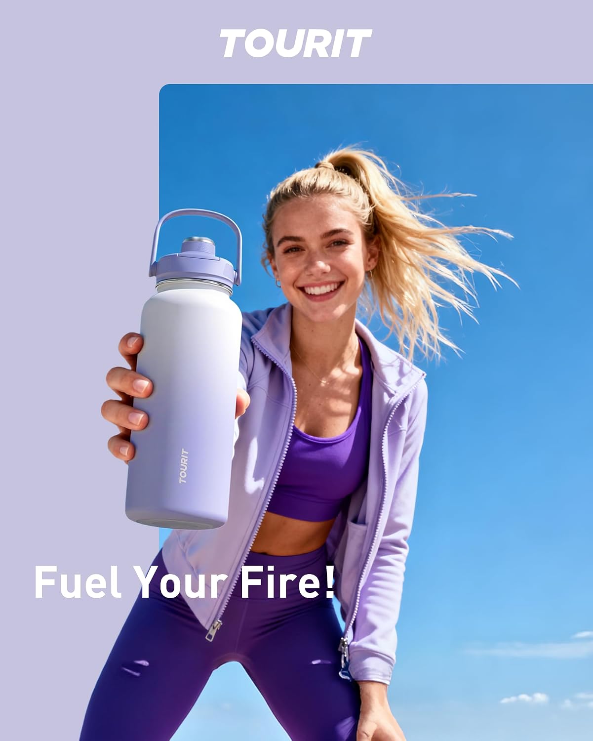 24 oz Insulated Stainless Steel Water Bottle, Khaki | Double-wall vacuum thermal flask with top handle, leakproof & BPA-free design for sports, gym, hiking & travel use
