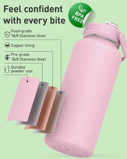 24 oz Insulated Stainless Steel Water Bottle, Khaki | Double-wall vacuum thermal flask with top handle, leakproof & BPA-free design for sports, gym, hiking & travel use