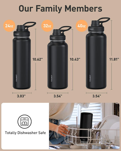 24 oz Insulated Stainless Steel Water Bottle, Khaki | Double-wall vacuum thermal flask with top handle, leakproof & BPA-free design for sports, gym, hiking & travel use