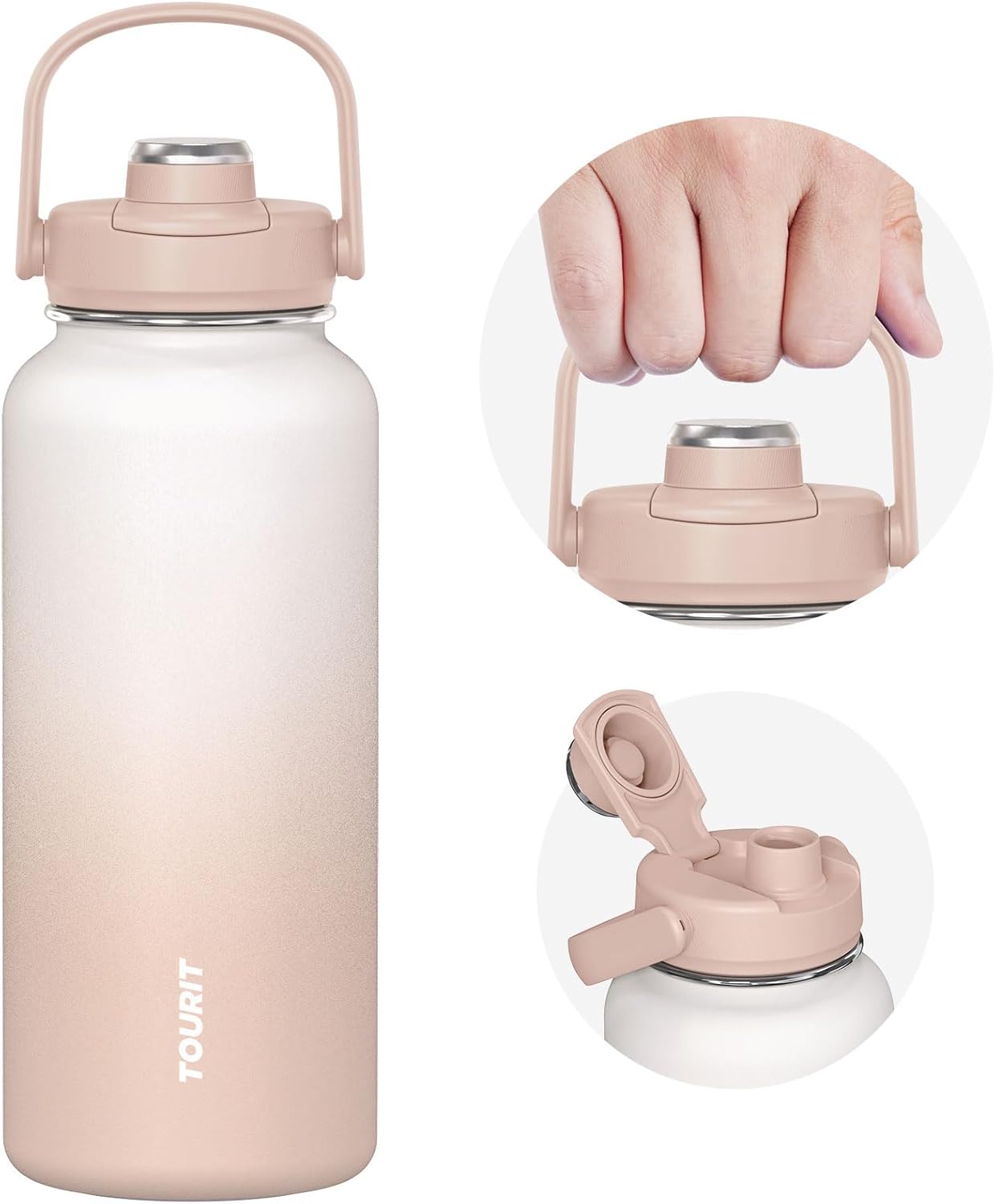 24 oz Insulated Stainless Steel Water Bottle, Khaki | Double-wall vacuum thermal flask with top handle, leakproof & BPA-free design for sports, gym, hiking & travel use