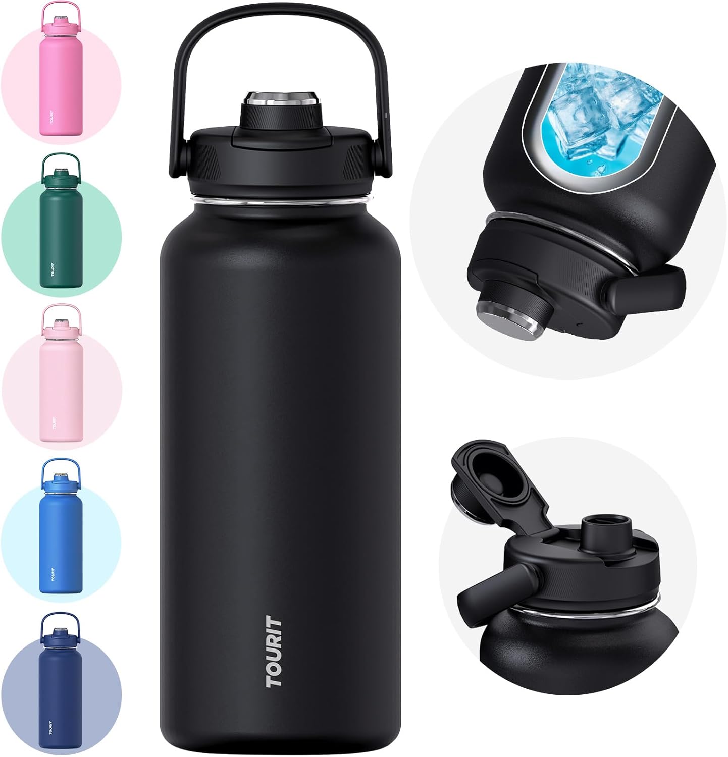 24 oz Insulated Stainless Steel Water Bottle, Khaki | Double-wall vacuum thermal flask with top handle, leakproof & BPA-free design for sports, gym, hiking & travel use