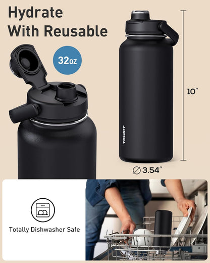 24 oz Insulated Stainless Steel Water Bottle, Khaki | Double-wall vacuum thermal flask with top handle, leakproof & BPA-free design for sports, gym, hiking & travel use