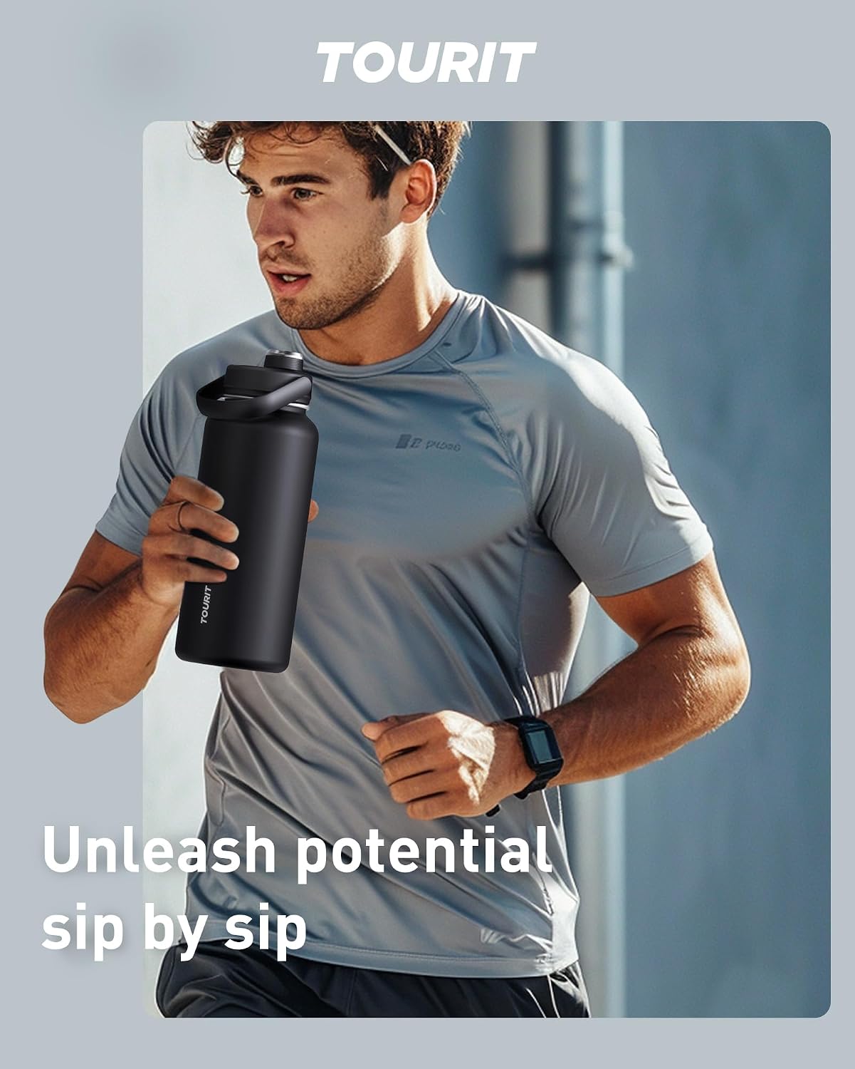 24 oz Insulated Stainless Steel Water Bottle, Khaki | Double-wall vacuum thermal flask with top handle, leakproof & BPA-free design for sports, gym, hiking & travel use
