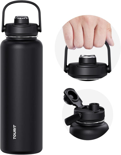 24 oz Insulated Stainless Steel Water Bottle, Khaki | Double-wall vacuum thermal flask with top handle, leakproof & BPA-free design for sports, gym, hiking & travel use