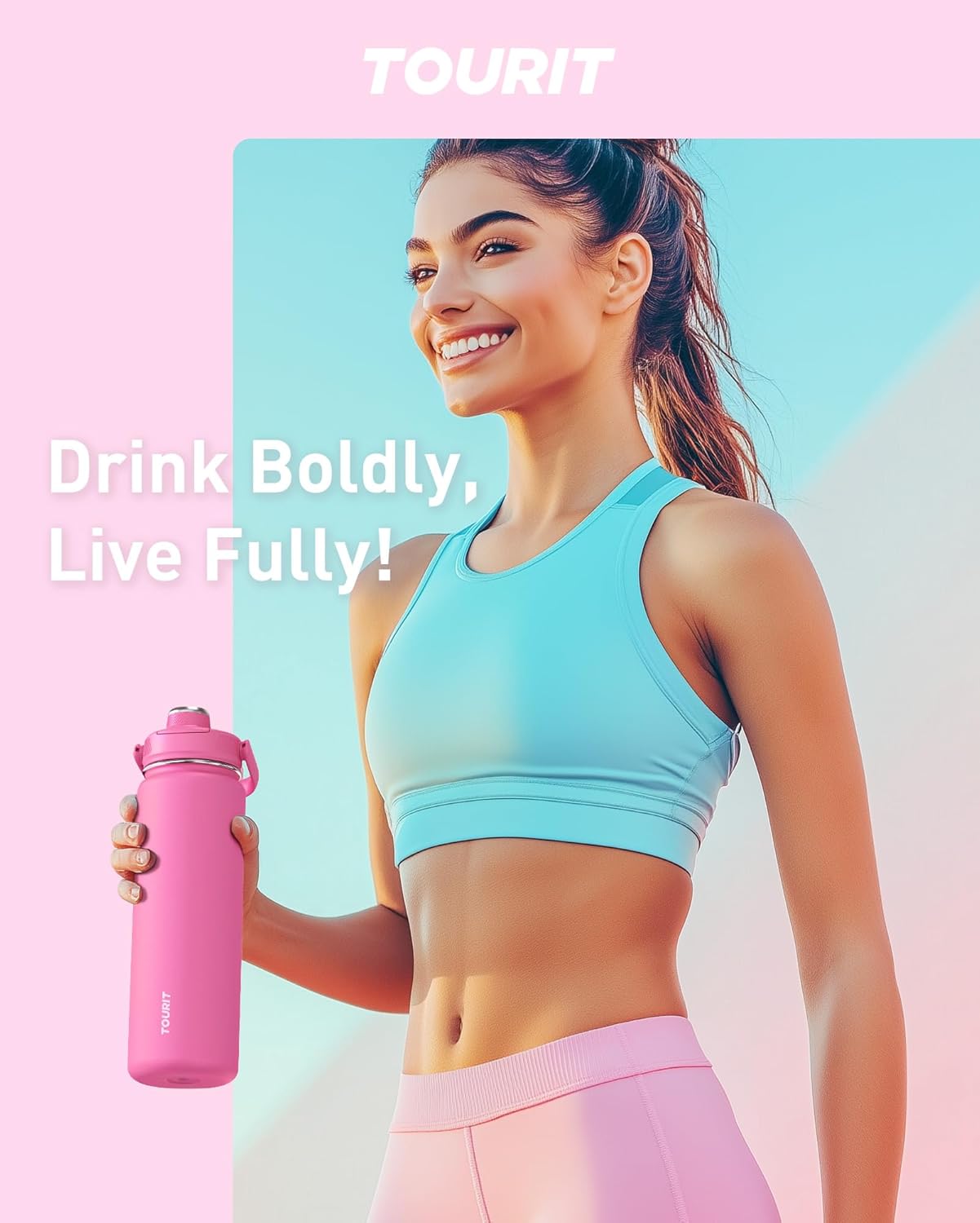 24 oz Insulated Stainless Steel Water Bottle, Khaki | Double-wall vacuum thermal flask with top handle, leakproof & BPA-free design for sports, gym, hiking & travel use