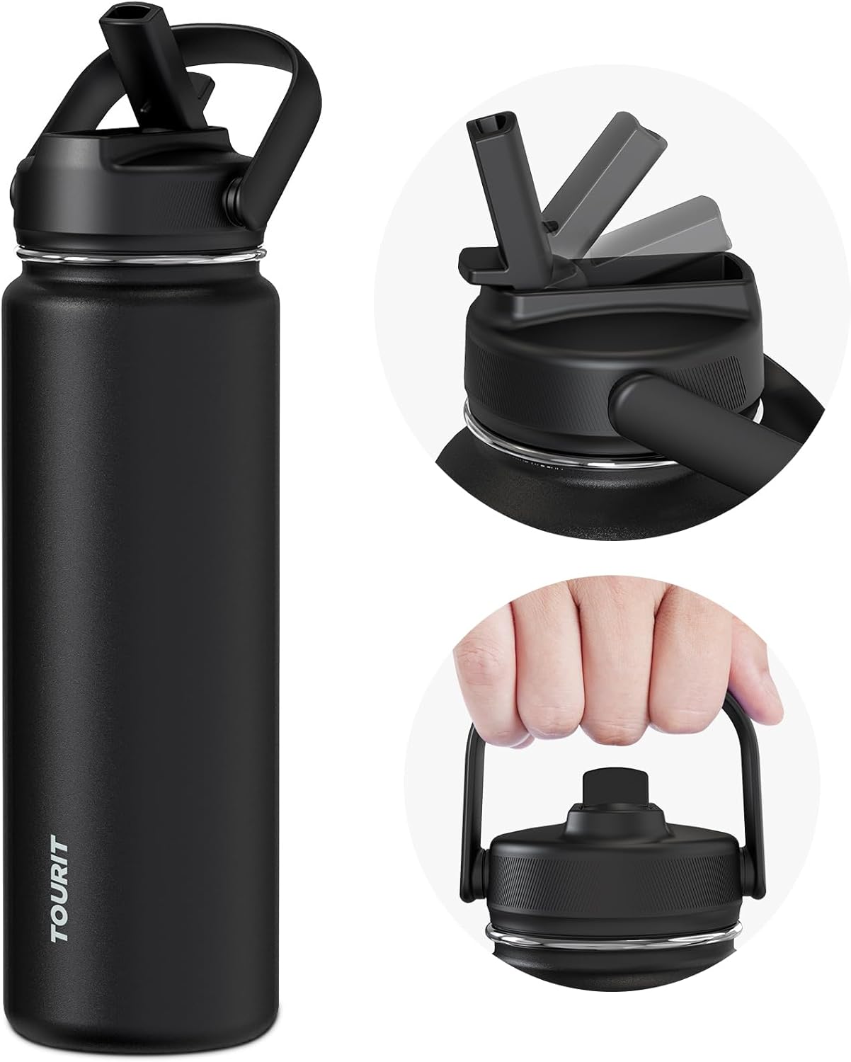 24 oz Insulated Stainless Steel Water Bottle, Khaki | Double-wall vacuum thermal flask with top handle, leakproof & BPA-free design for sports, gym, hiking & travel use