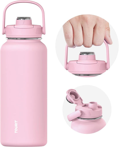 24 oz Insulated Stainless Steel Water Bottle, Khaki | Double-wall vacuum thermal flask with top handle, leakproof & BPA-free design for sports, gym, hiking & travel use