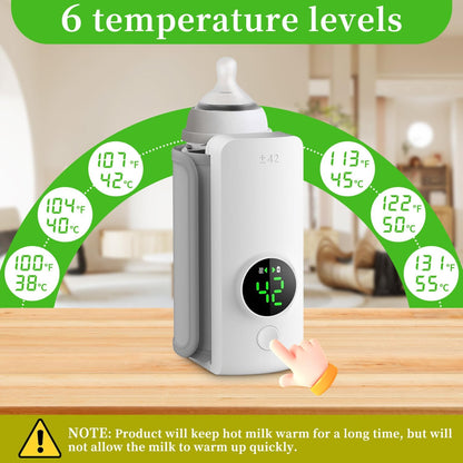 Portable Bottle Warmer, Fast Warming Comfortable Baby Feeding On The Go, Waterless Milk Warming with Battery-Powered for Home Outdoor