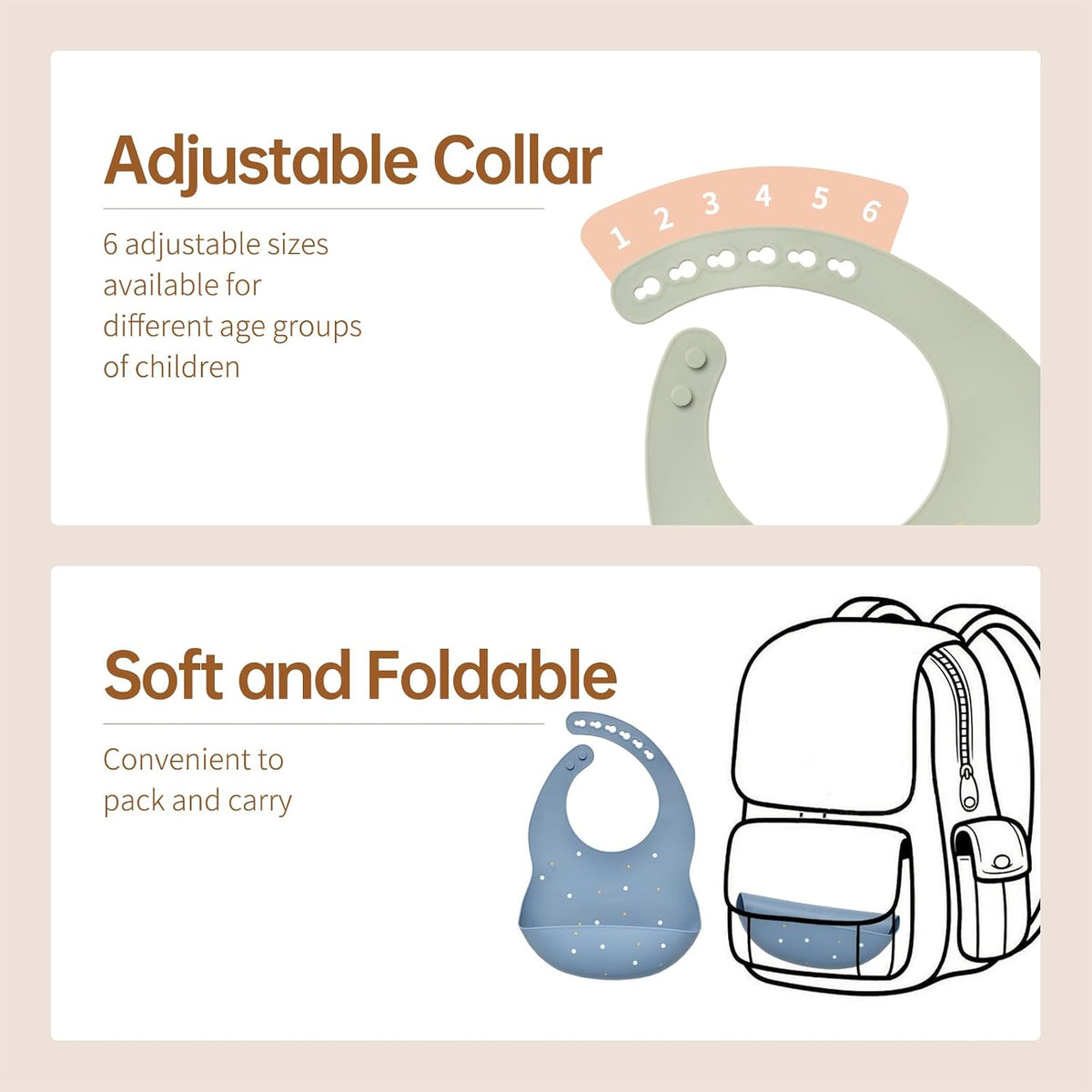 Silicone Baby Bibs 2 Sets, Adjustable Waterproof Baby Bibs(Green+Cyan)