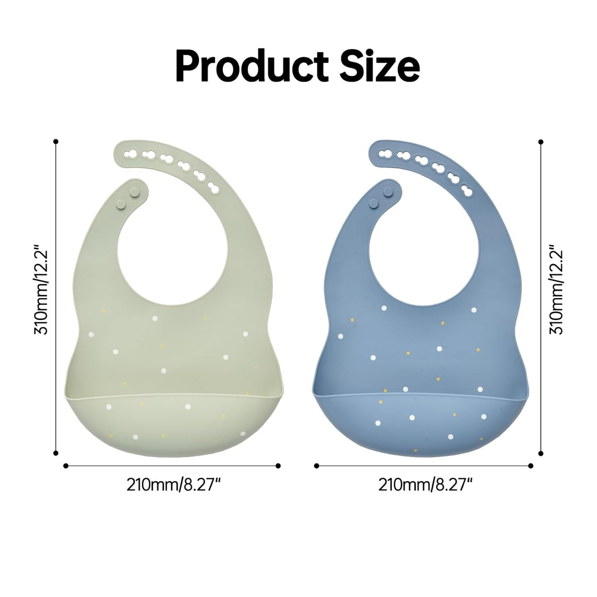Silicone Baby Bibs 2 Sets, Adjustable Waterproof Baby Bibs(Green+Cyan)